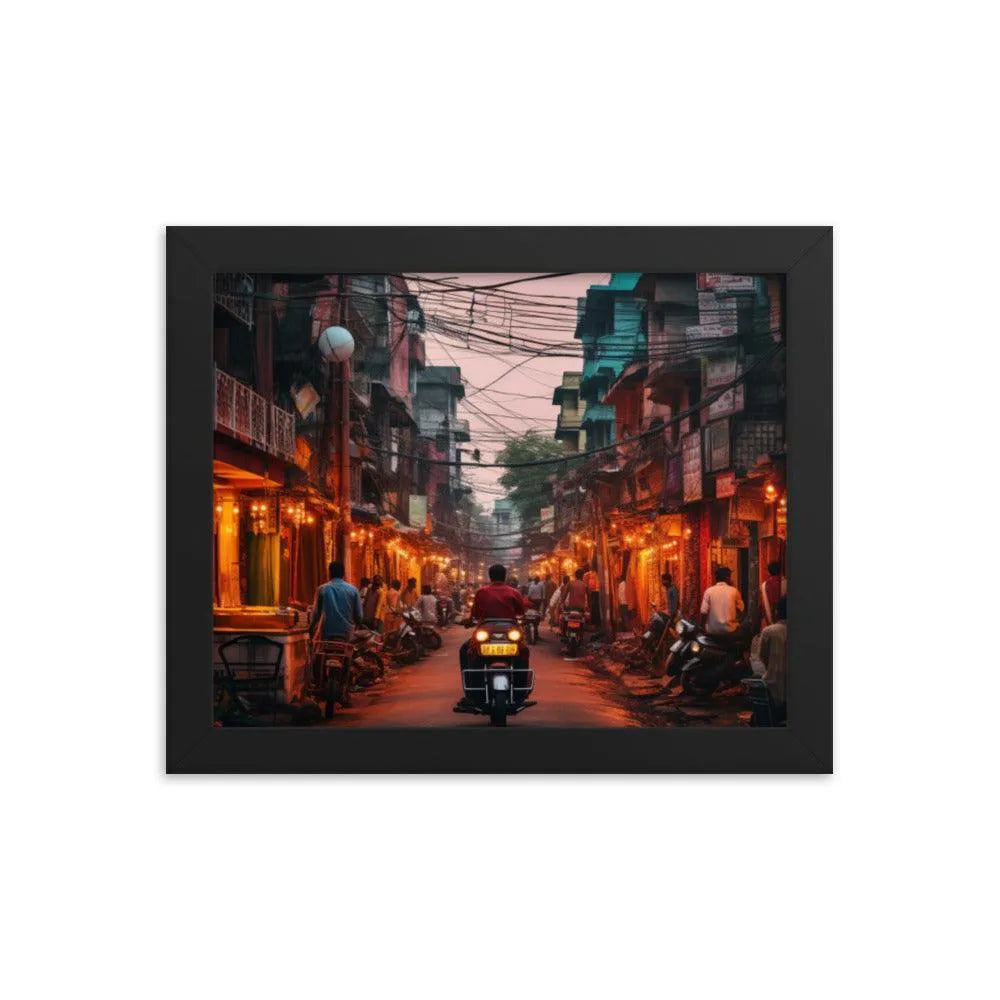 Indian Street Dusk Framed Poster - Oh Posters