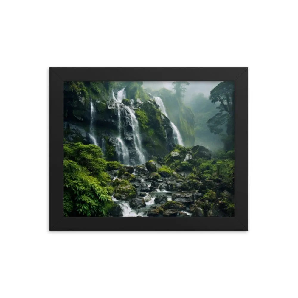 India Waterfall Forest Natural Framed Poster - Oh Posters