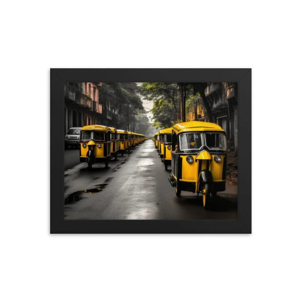 Indian Road with TukTuk Rickshaws Framed Poster - Oh Posters