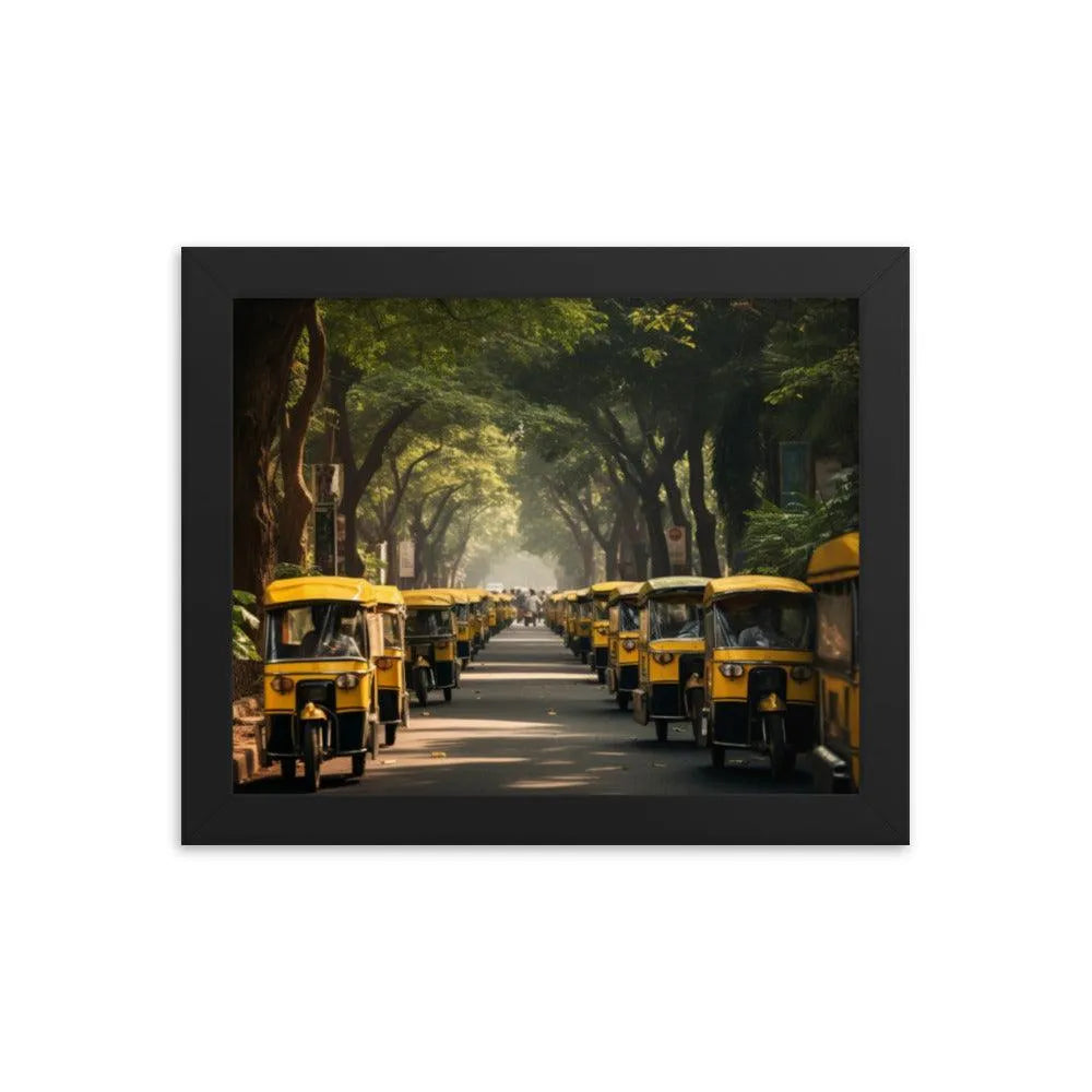 Indian Road with TukTuk Rickshaws Framed Poster - Oh Posters