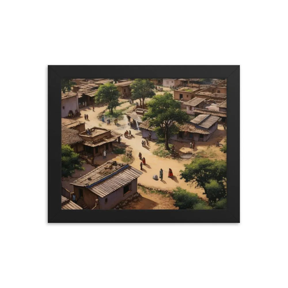 Indian Rural Village BirdsEye-View Framed Poster - Oh Posters