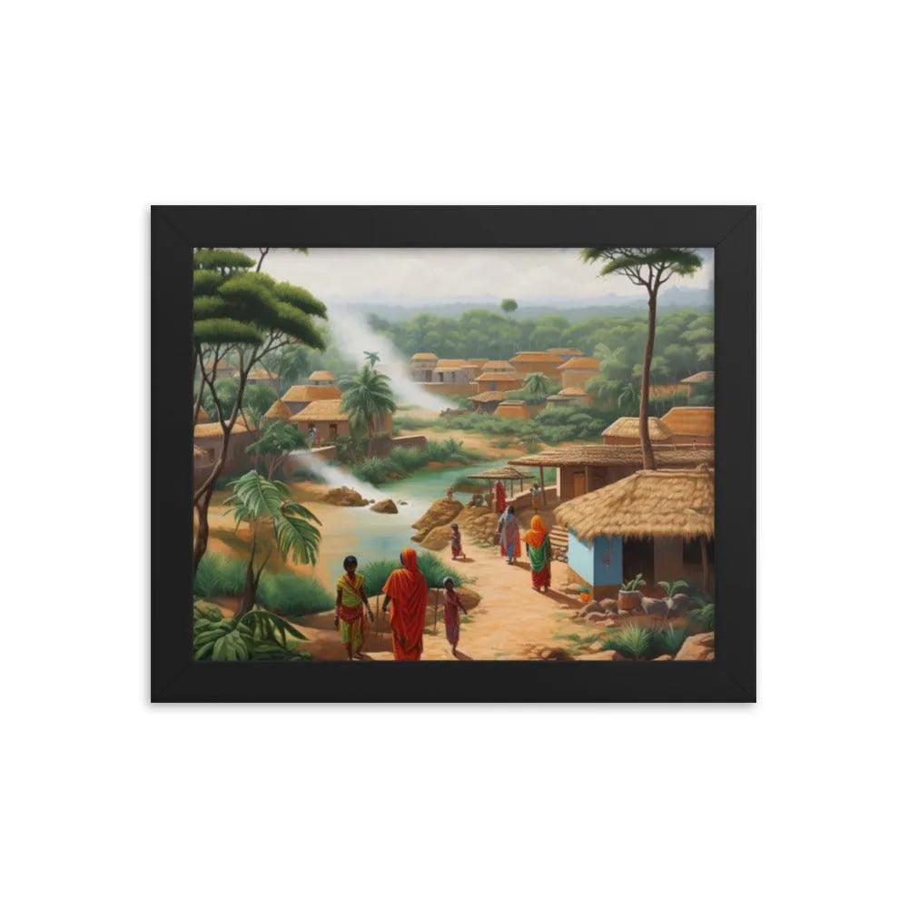 Indian Village Jungle Painting Framed Poster - Oh Posters