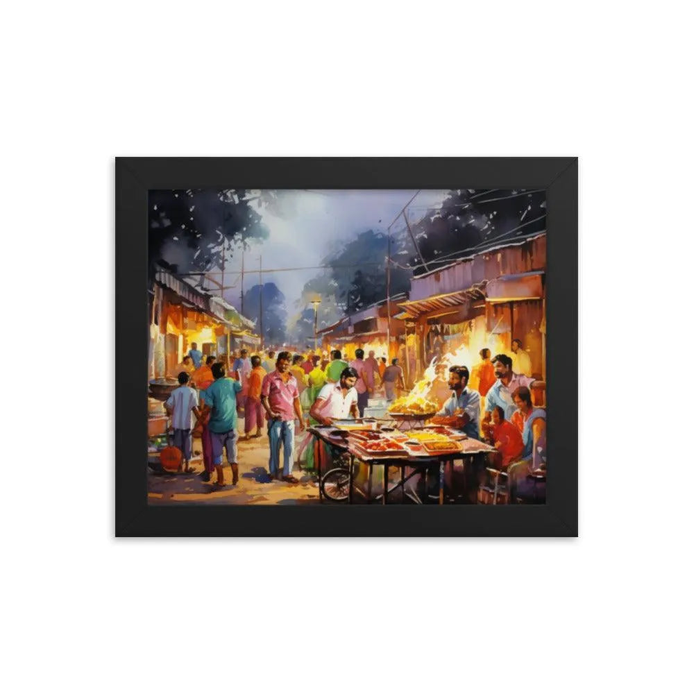 Indian Street Food Street Stalls Painting Framed Poster - Oh Posters