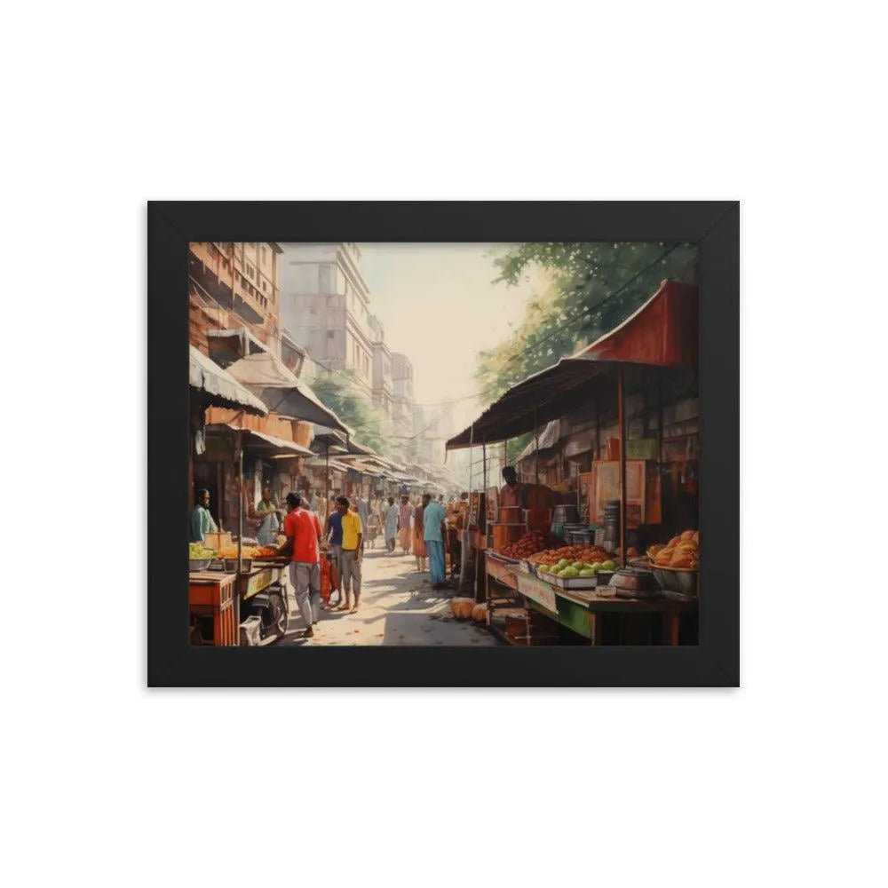 Indian Street Food Street Stalls Painting Framed Poster - Oh Posters