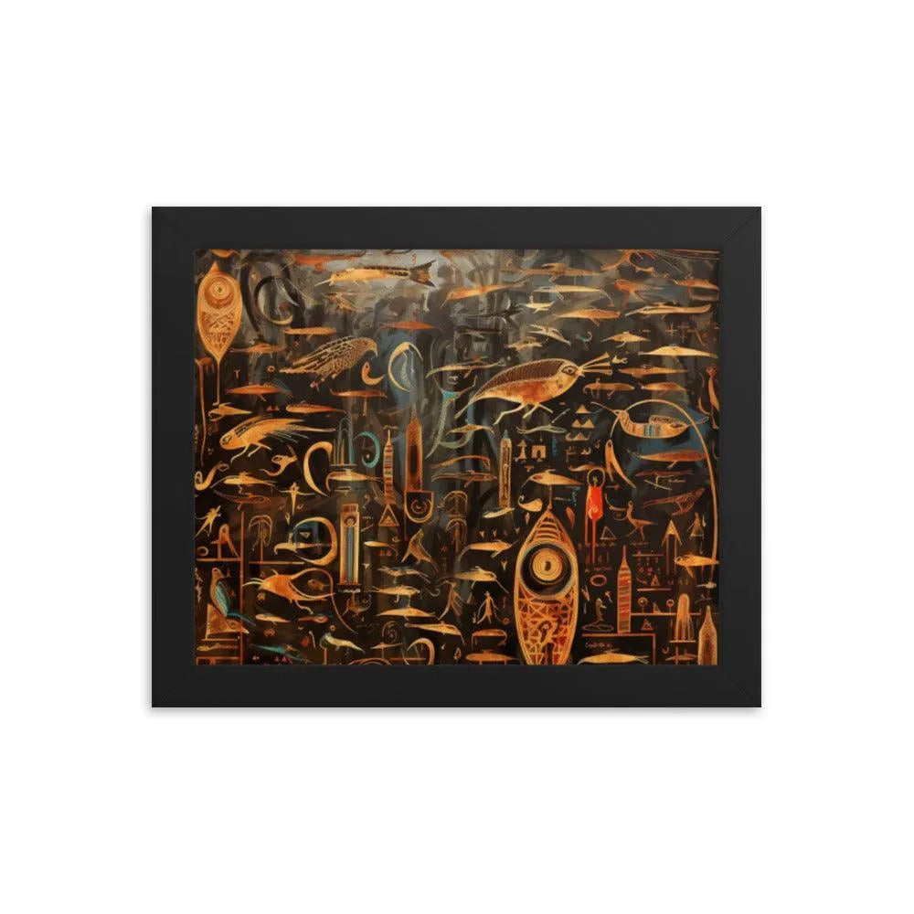 Hieroglyphic Calligraphy Ancient Egypt Framed Poster - Oh Posters