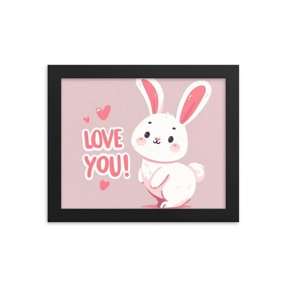Bunny Rabbit Saying 'Love You' Framed Poster - Oh Posters