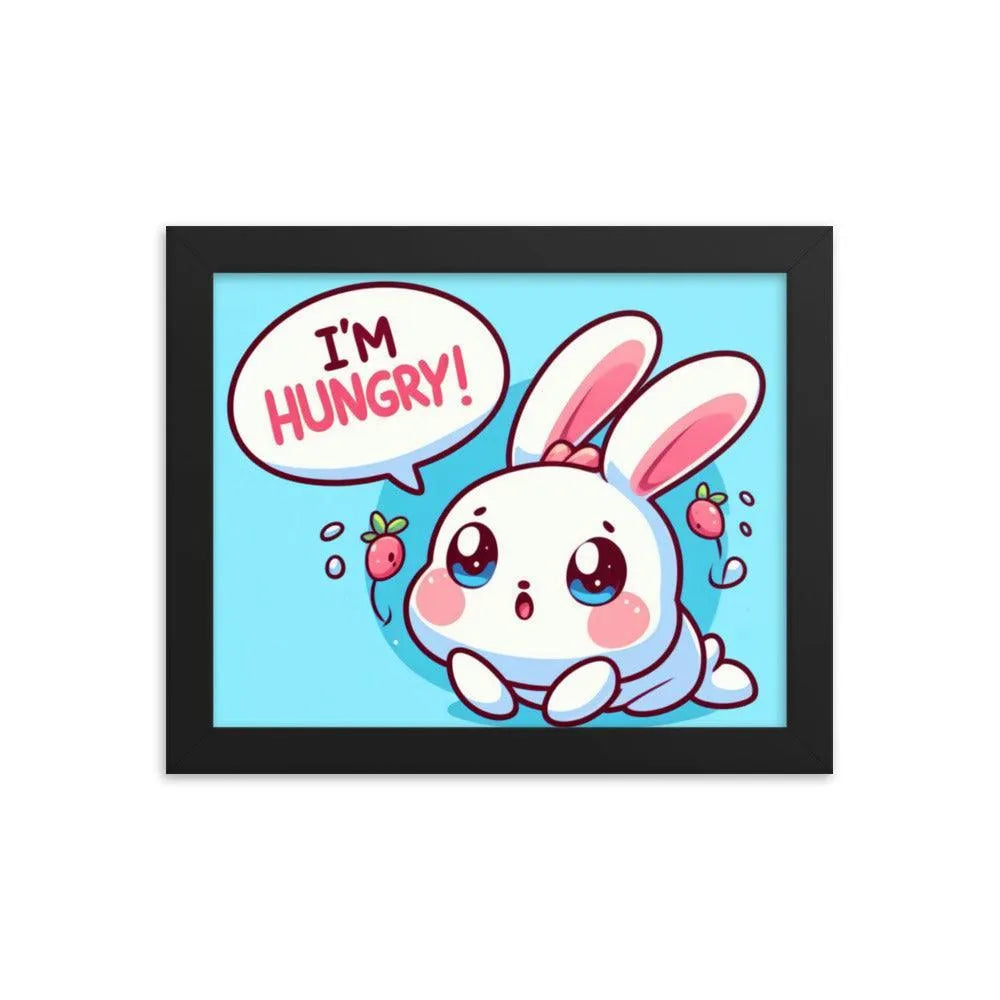 Bunny Rabbit Saying 'I'm Hungry' Framed Poster - Oh Posters