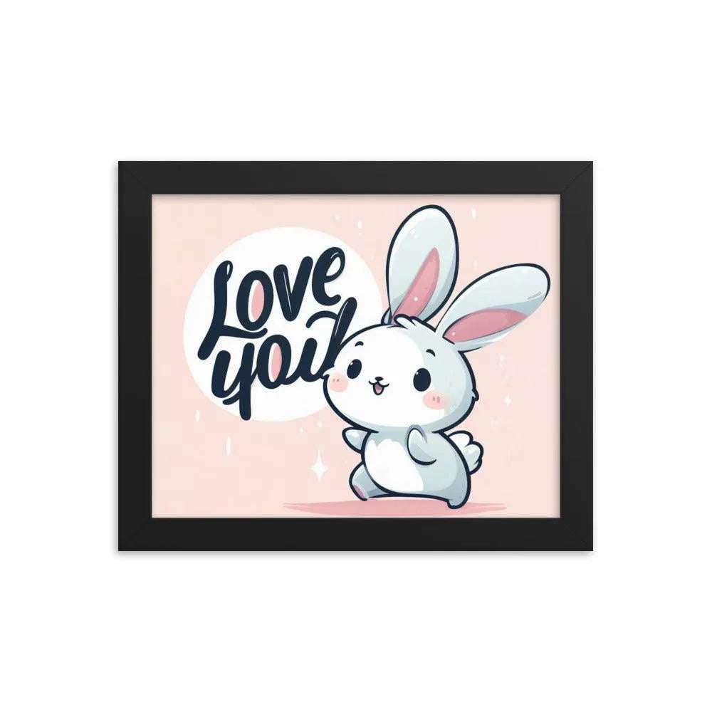 Bunny Rabbit Saying 'Love You' Framed Poster - Oh Posters