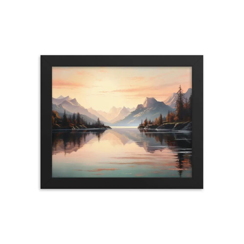 Lake Mountain Sunrise Nature Framed Poster - Oh Posters