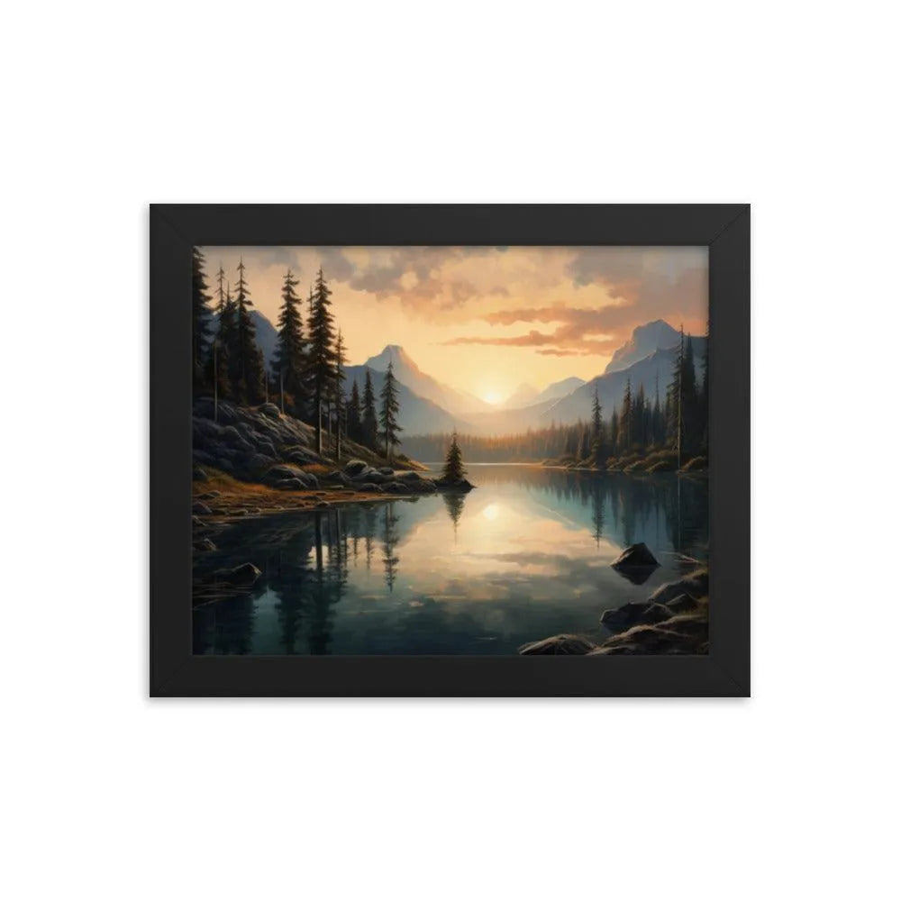 Lake Mountain Sunrise Nature Framed Poster - Oh Posters