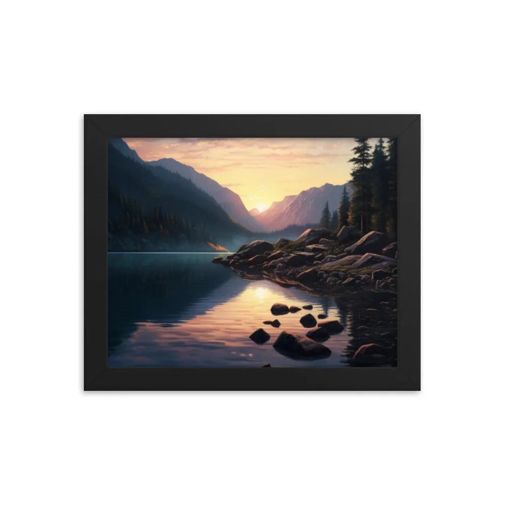 Lake Mountain Sunrise Nature Framed Poster - Oh Posters