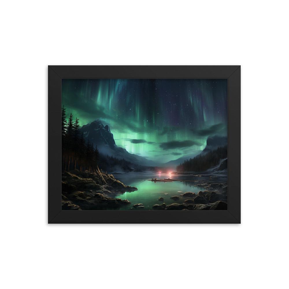 Celestial Night Spectacle Over The Lake Framed Poster - Oh Posters