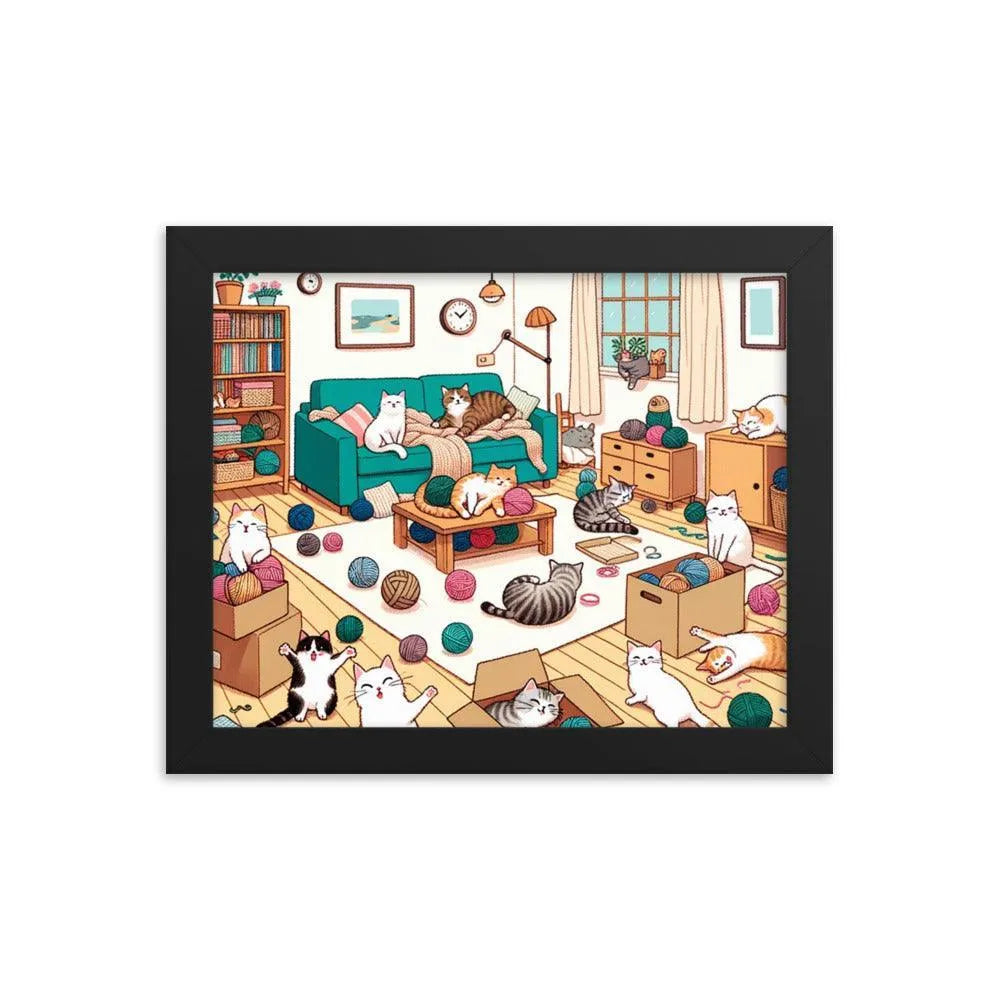 Cozy Cat Paradise Living Room Cartoon Framed Poster - Oh Posters