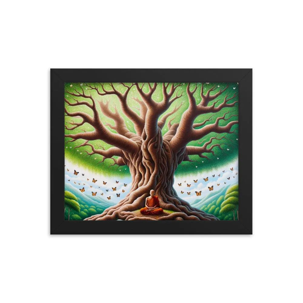 Meditation Serenity Tree Life Butterflies Art Framed Poster - Oh Posters