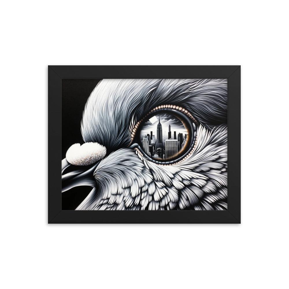 Pigeon Eye City Reflection Surreal Art Framed Poster - Oh Posters