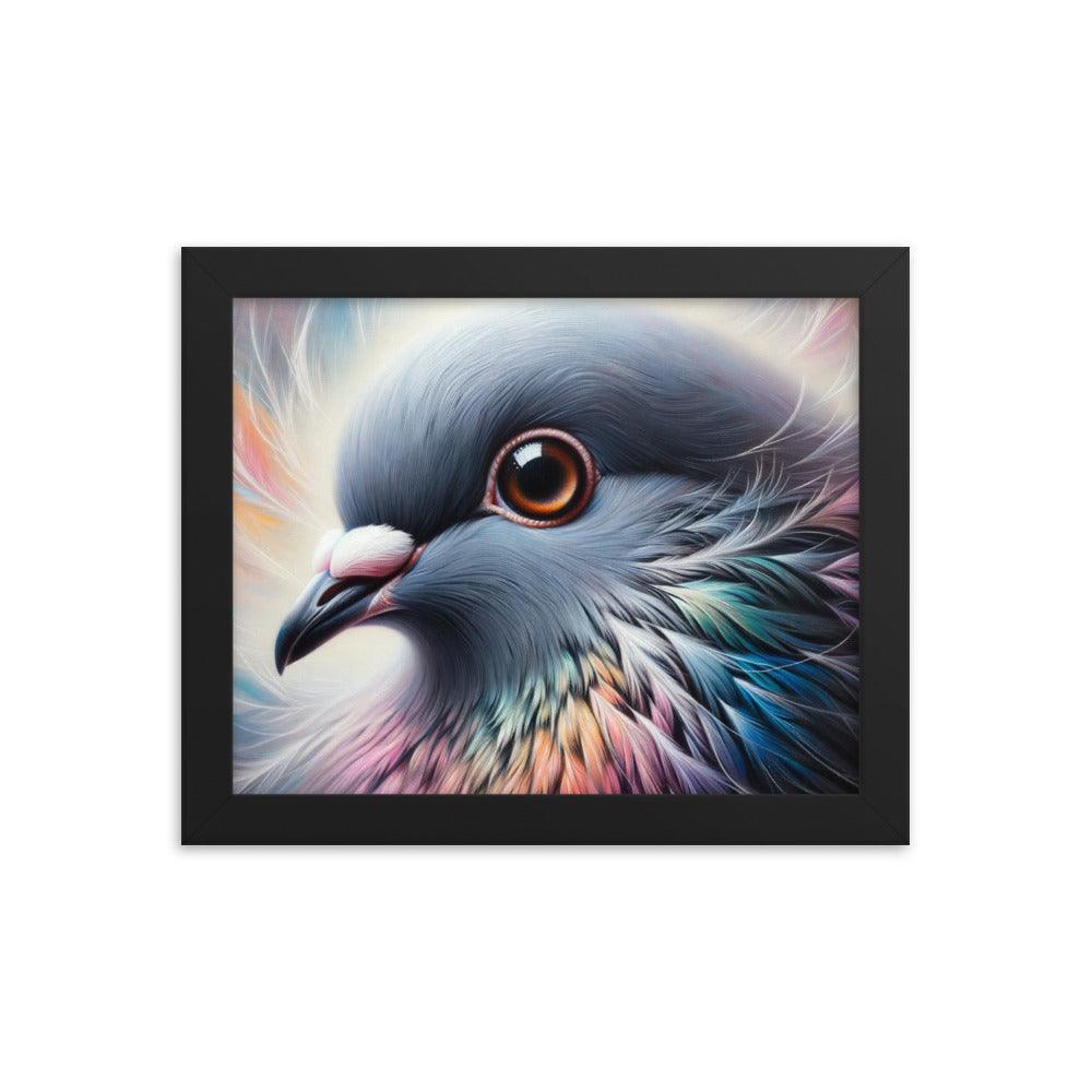 Colorful Pigeon Close-Up Portrait Framed Poster - Oh Posters