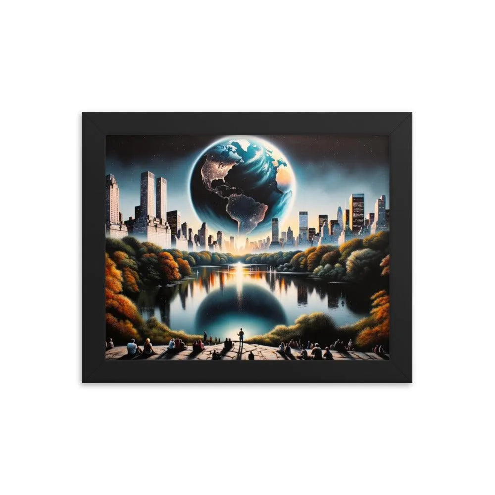 New York Central Park Earthrise Fantasy Framed Poster - Oh Posters