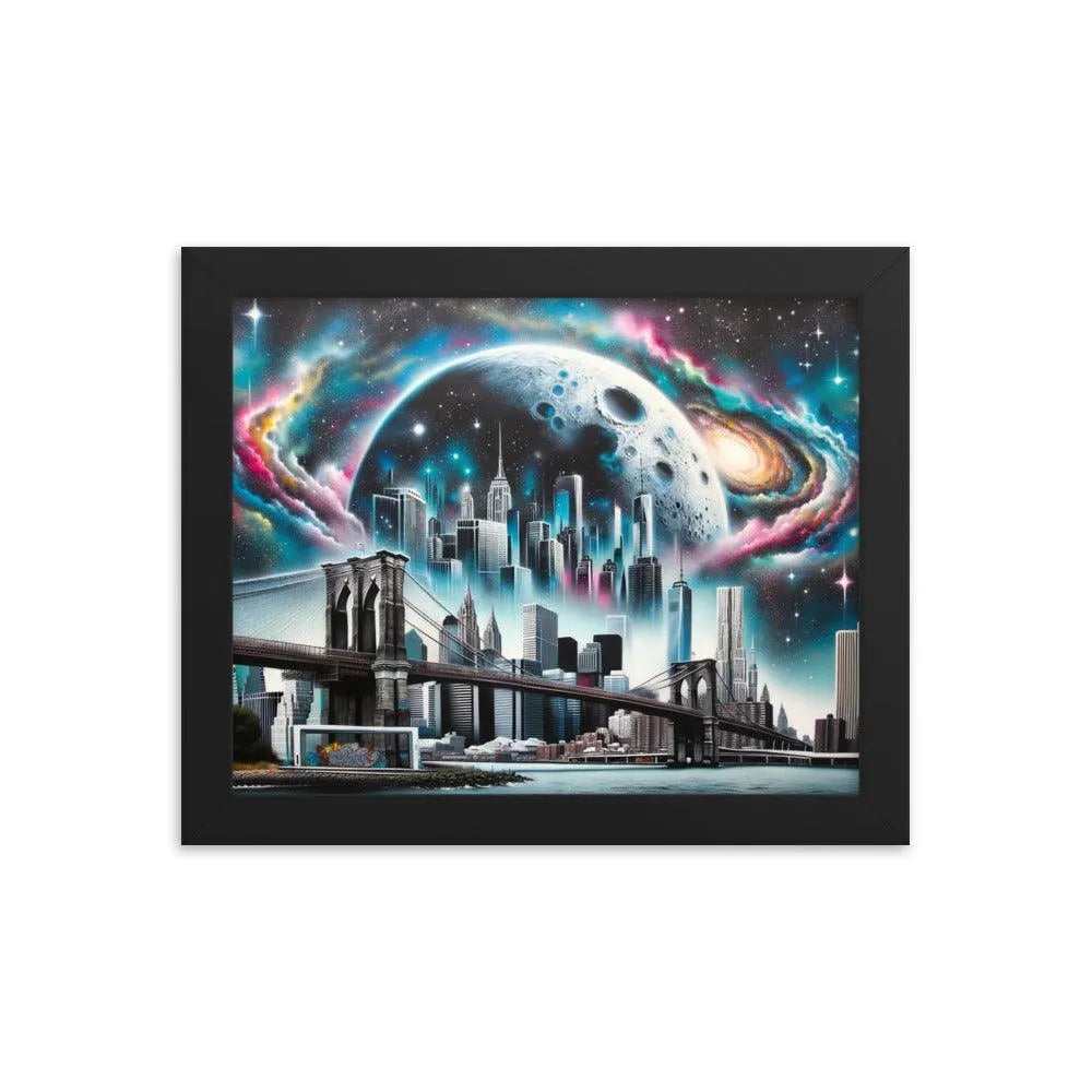 New York City Skyline Cosmic Dreams Spray Paint Art Framed Poster - Oh Posters