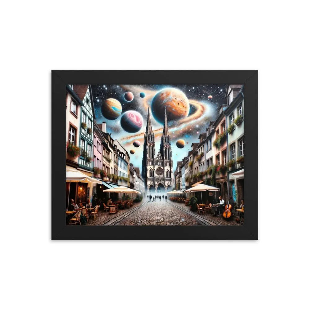 European Town Cosmic Spray Paint Art Framed Poster - Oh Posters