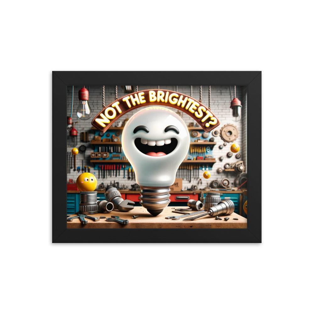 Cheeky Light Bulb 'Not the brightest?' Humour Funny Framed Poster - Oh Posters