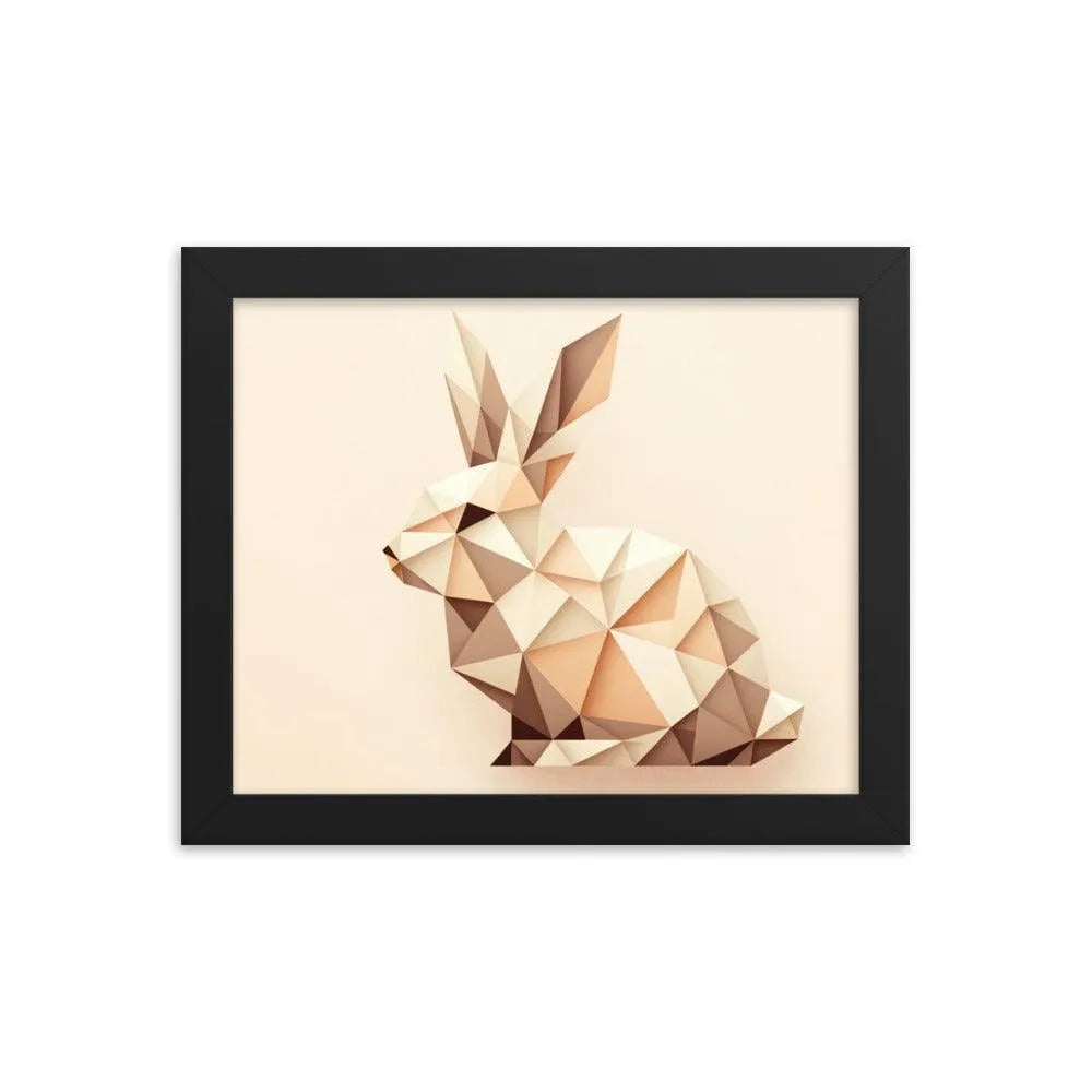 Geometric Beige Rabbit Minimalist Art Framed Poster - Oh Posters