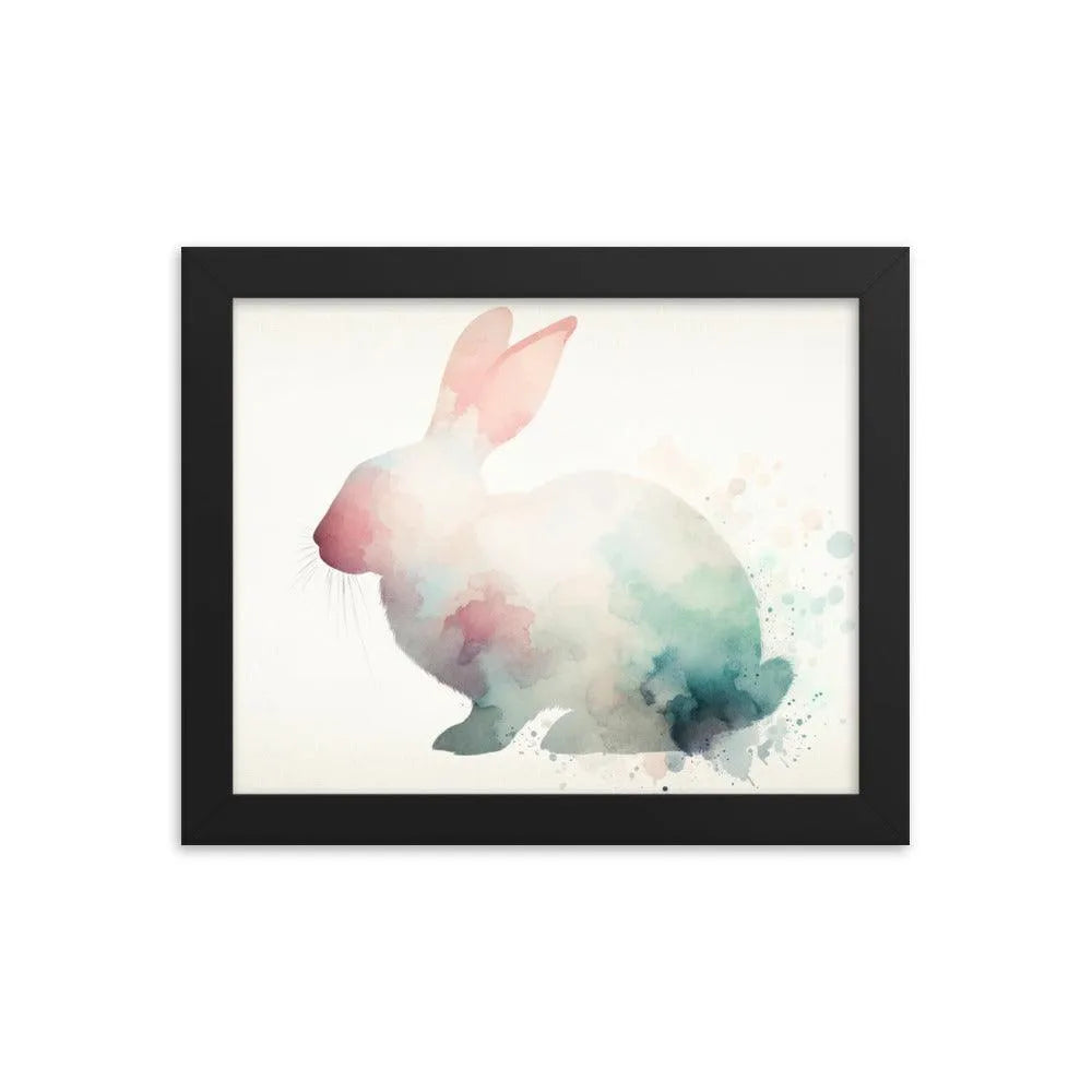 Pastel Watercolor Rabbit Silhouette Minimalistic Art Framed Poster - Oh Posters