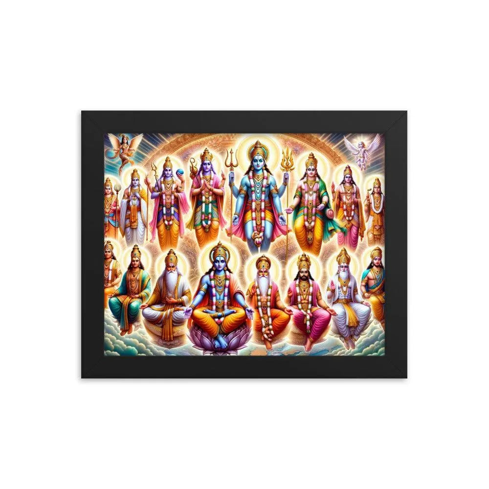 Dashavatara: Lord Vishnu's Divine Incarnations Hindu Art Framed Poster - Oh Posters