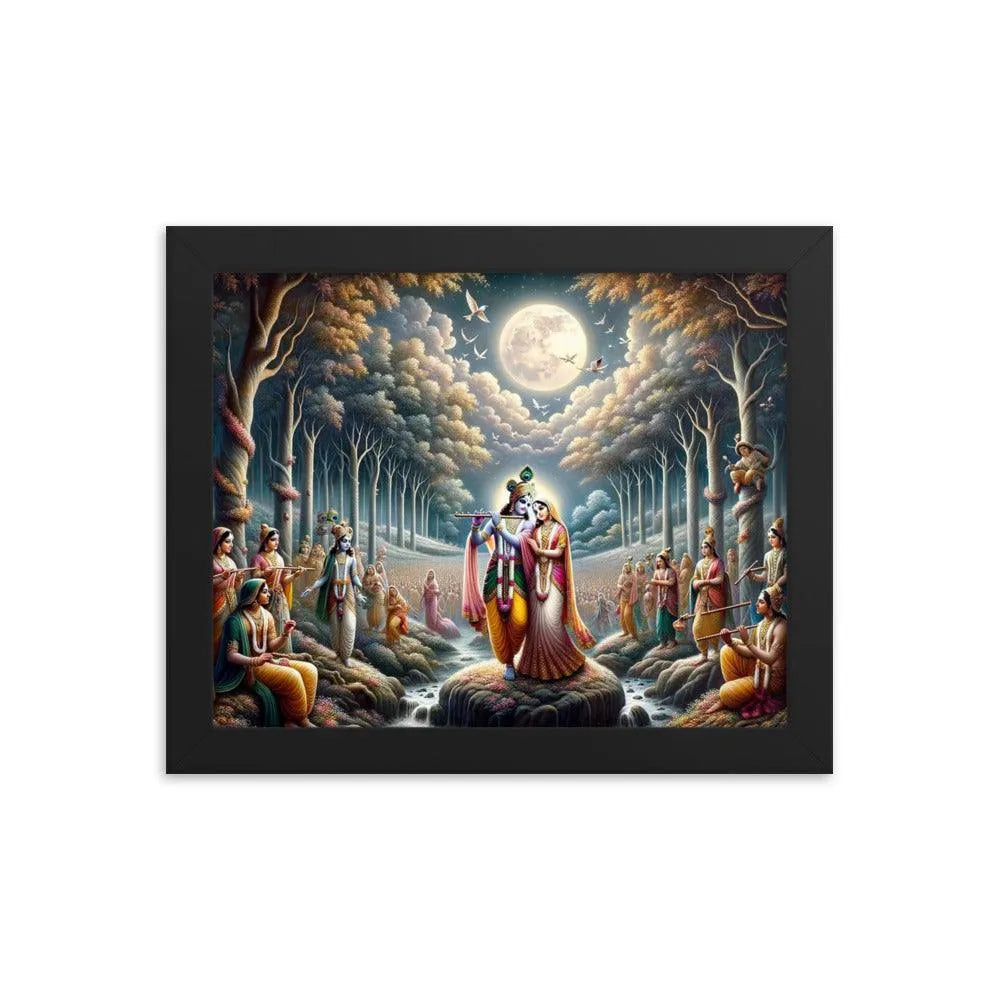 Radha and Krishna's Eternal Love in Vrindavan Hindu Art Framed Poster - Oh Posters