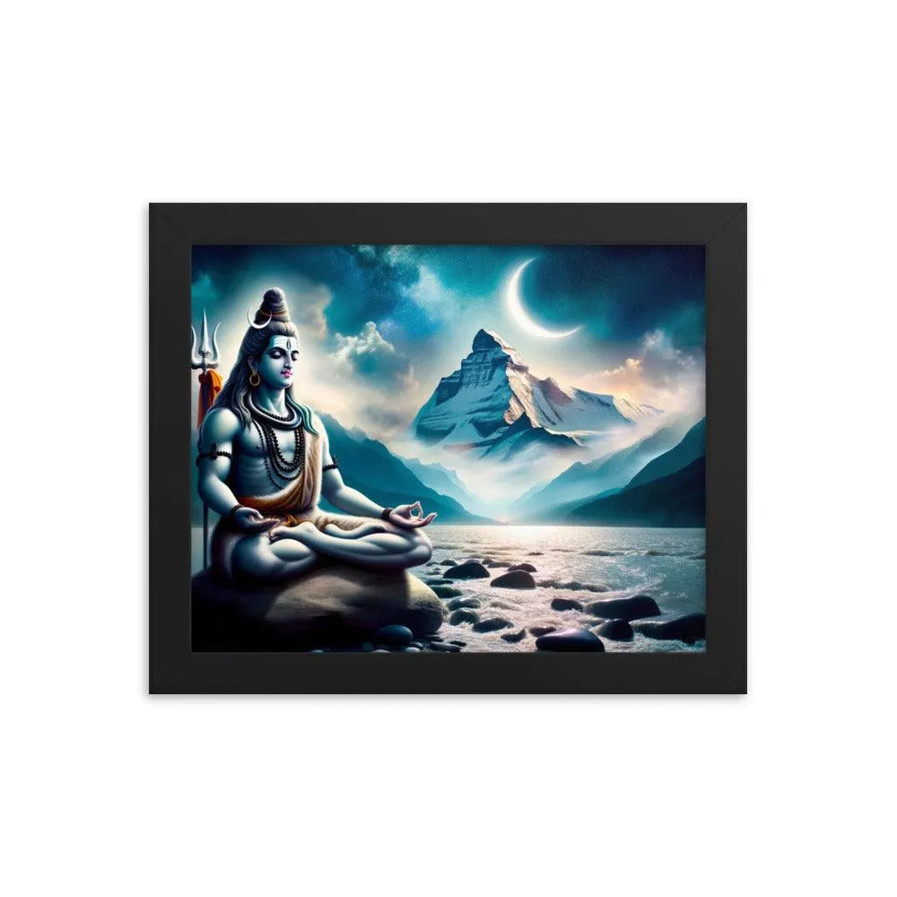 Lord Shiva Meditating by Ganges River Hindu Art Framed Poster - Oh Posters