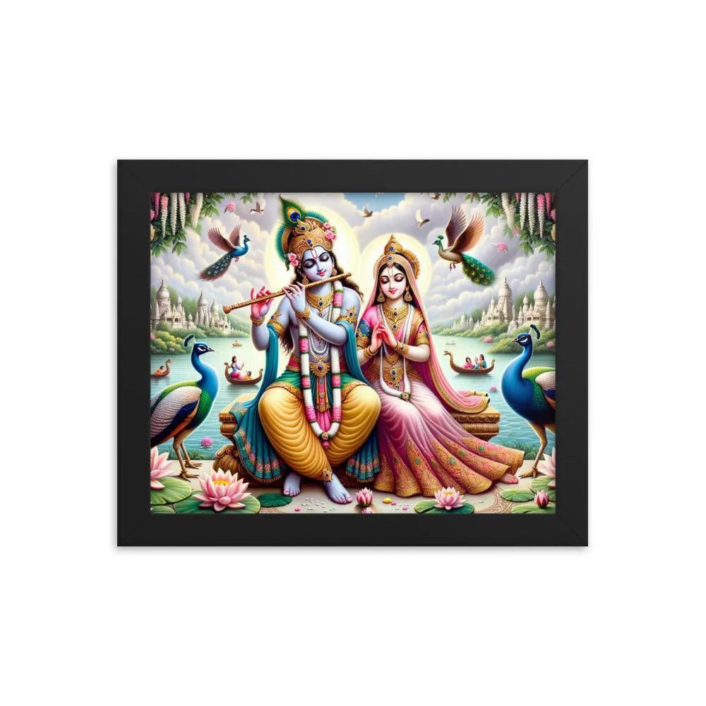 Lord Krishna and Radha Divine Love Hindu Framed Poster - Oh Posters