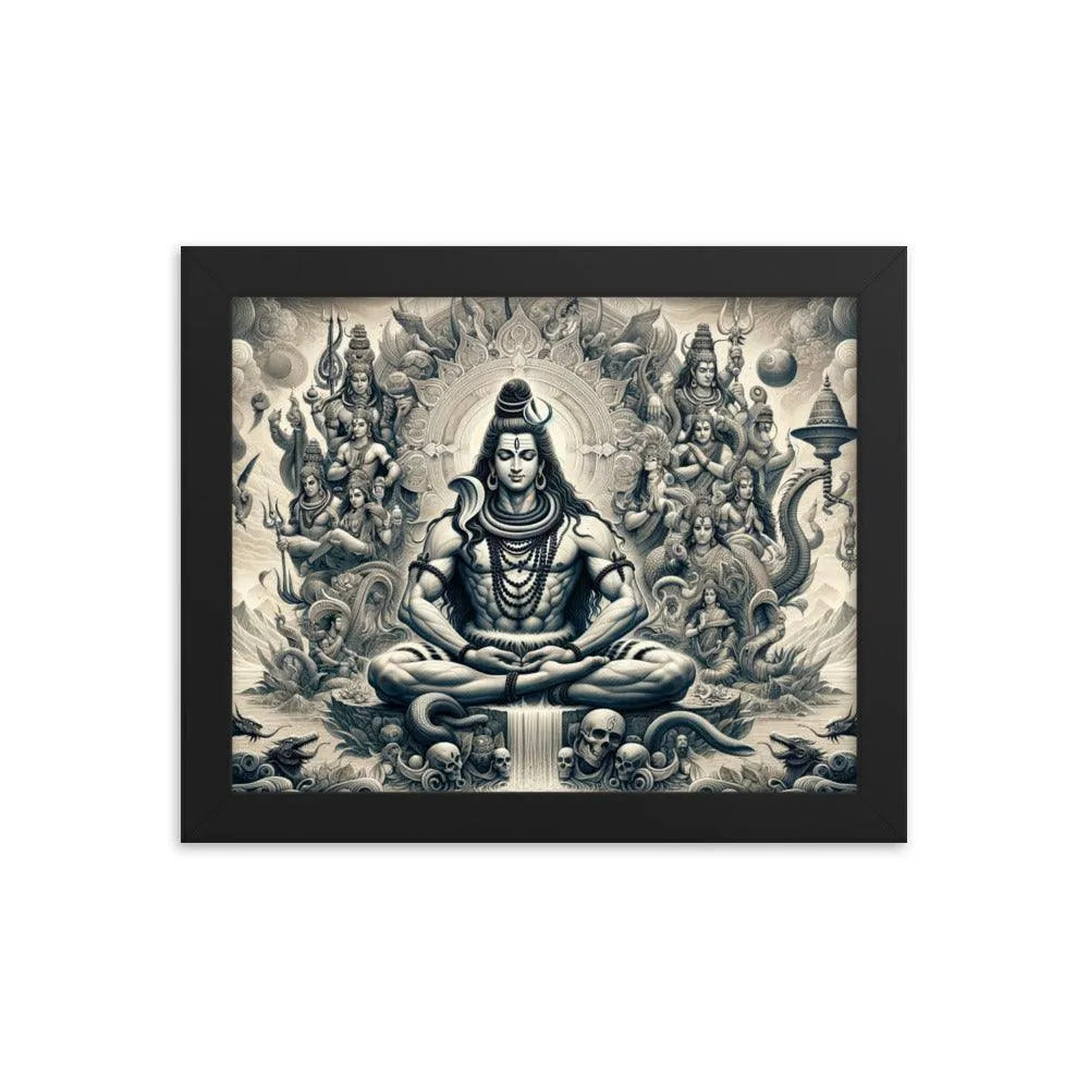 Hindu Lord Shiva Meditating Himalayan Serenity Divine Art Framed Poster - Oh Posters