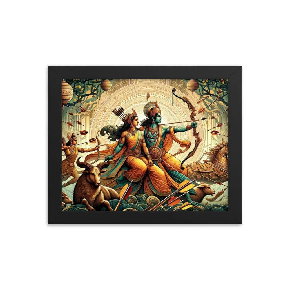 Hindu Lord Rama, Sita, and Lakshmana Ramayana Epic Art Framed Poster - Oh Posters