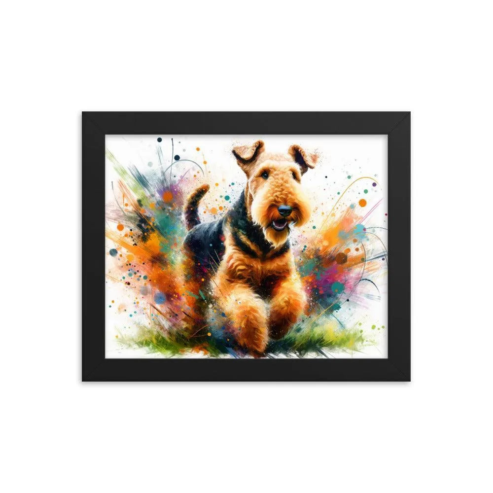 Joyful Airedale Terrier Colorful Artistic Depiction Framed Poster - Oh Posters