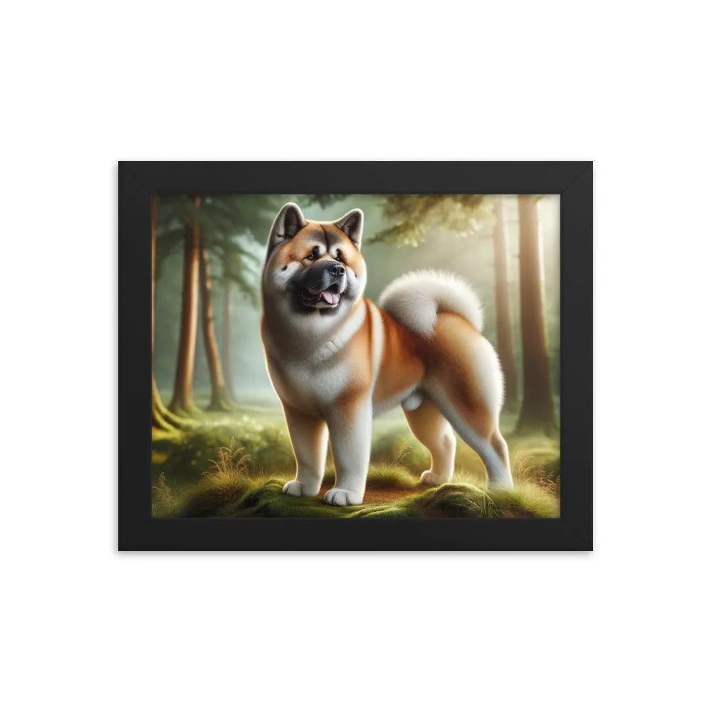 Photo-realistic Akita Standing Proudly in Natural Setting Framed Poster - Oh Posters