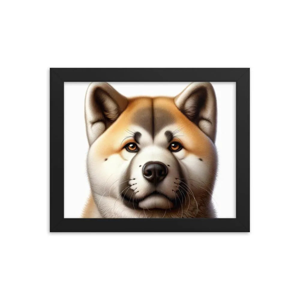 Realistic Akita Face Illustration Framed Poster - Oh Posters