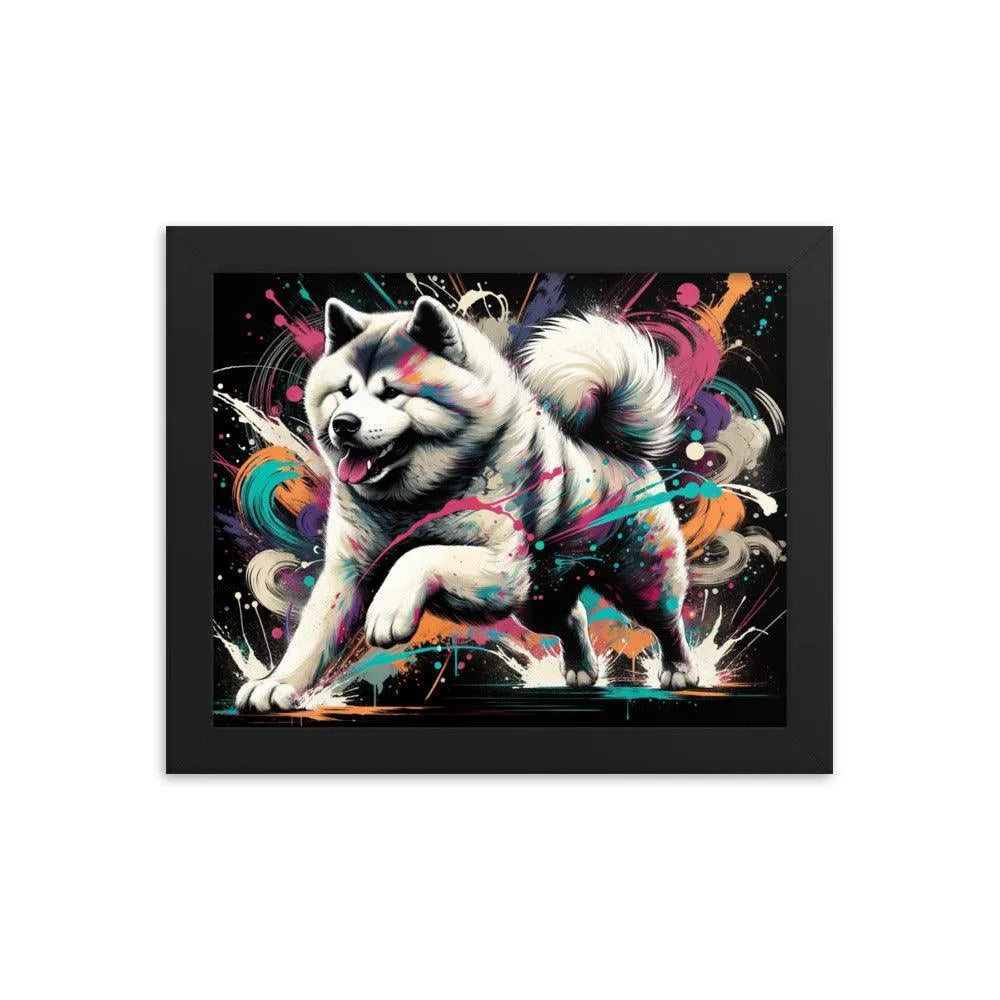 Energetic Akita Abstract Artwork Framed Poster - Oh Posters