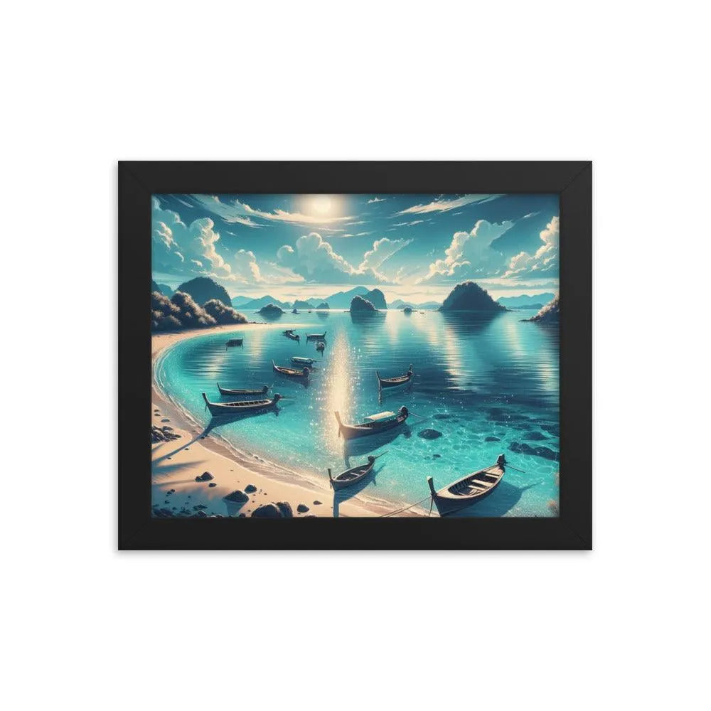 Secluded Shimmering Beach Digital Art Framed Poster - Oh Posters