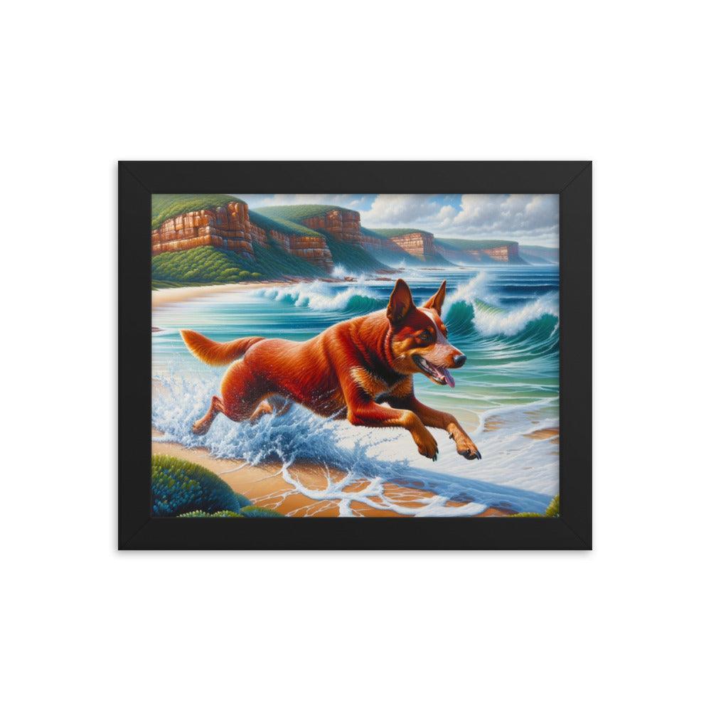 Coastline Australian Cattle Dog Oil Painting Framed Poster - Oh Posters