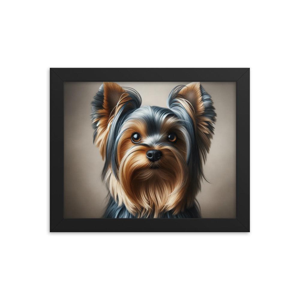 Close-Up Australian Silky Terrier Realistic Portrait Framed Poster - Oh Posters