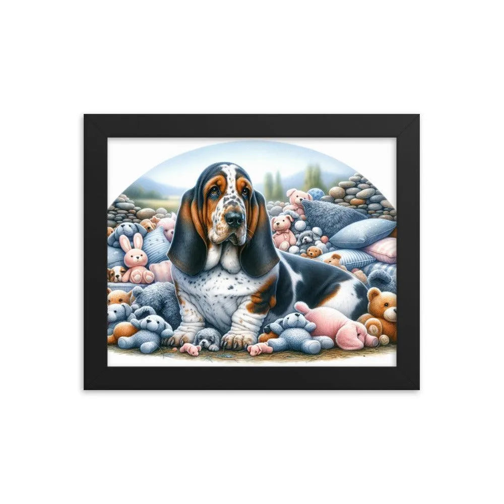 Cute and Cuddly Basset Bleu de Gascogne Art Framed Poster - Oh Posters