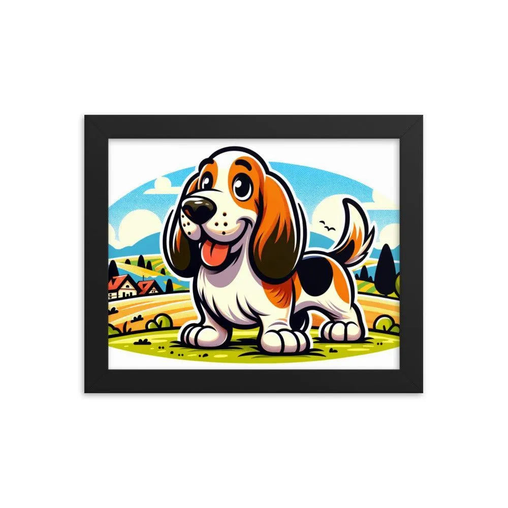 Playful Basset Fauve de Bretagne Cartoon Art Framed Poster - Oh Posters