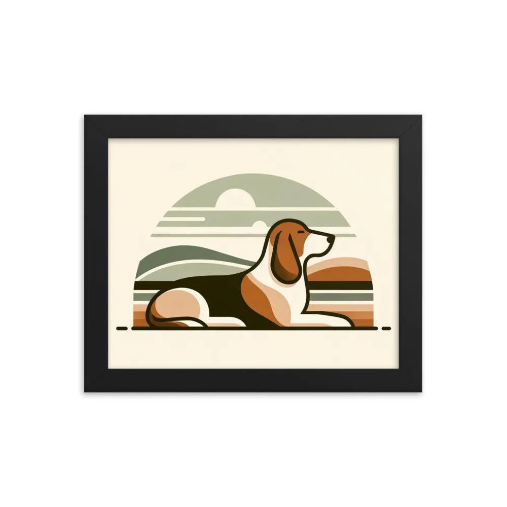 Elegant Basset Hound Minimalist Art Framed Poster - Oh Posters