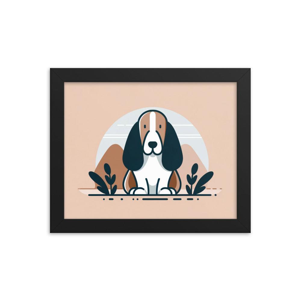 Charming Basset Hound Minimalist Art Framed Poster - Oh Posters