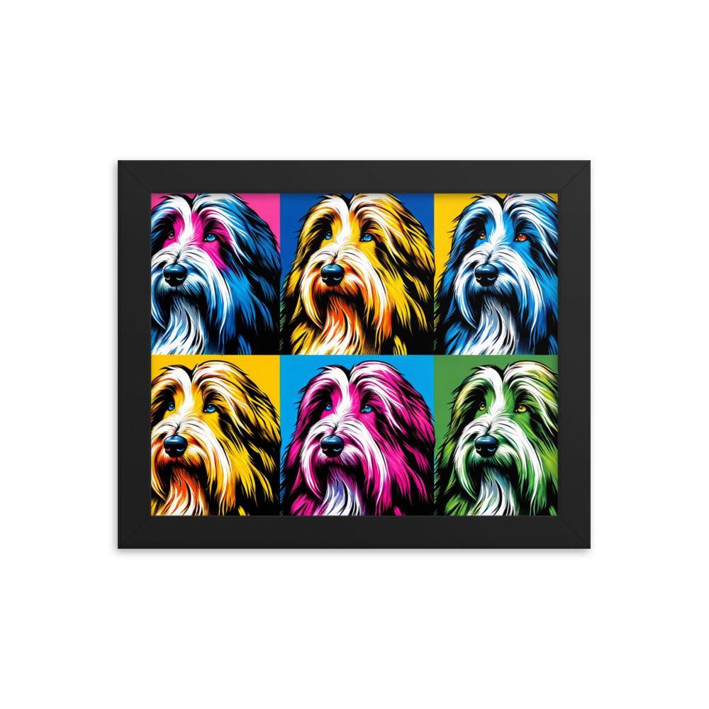 Colorful Collage Pop Art Bearded Collie Illustration Framed Poster - Oh Posters