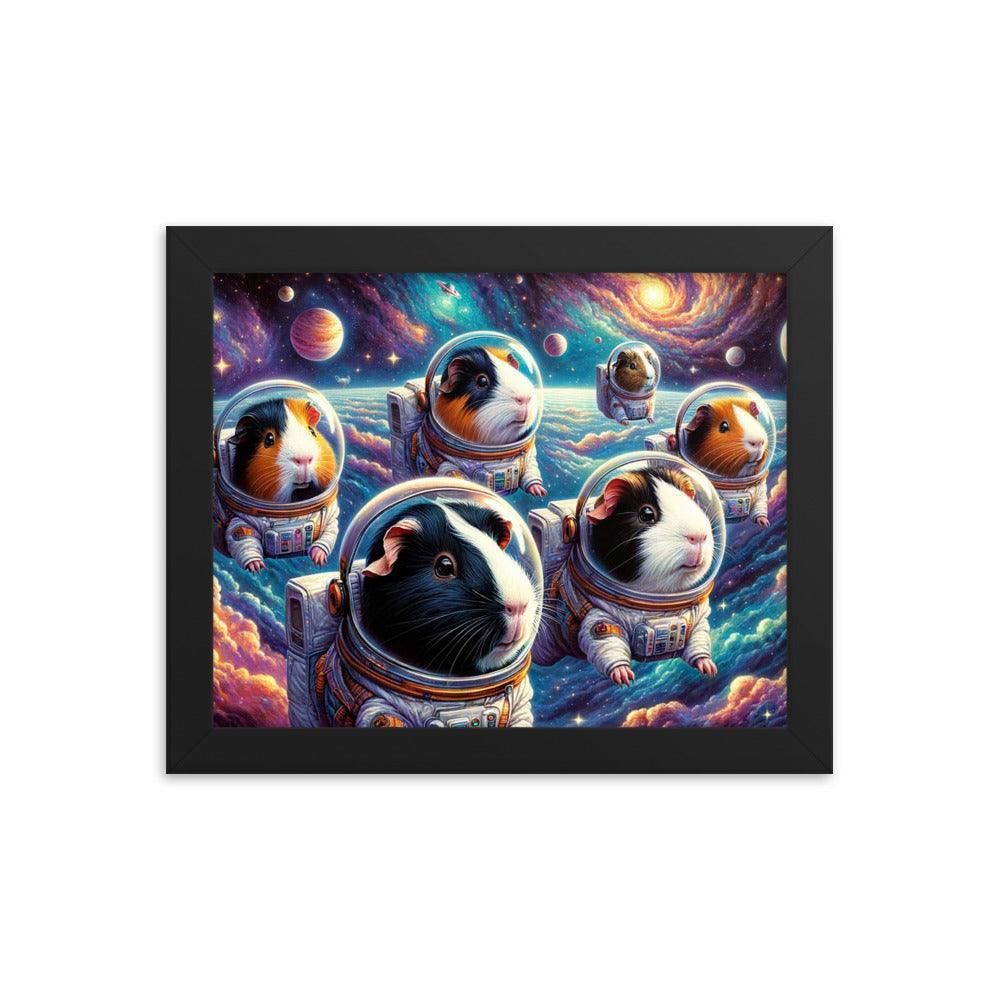 Guinea Pig Astronauts Cosmic Exploration Fantastical Framed Poster - Oh Posters