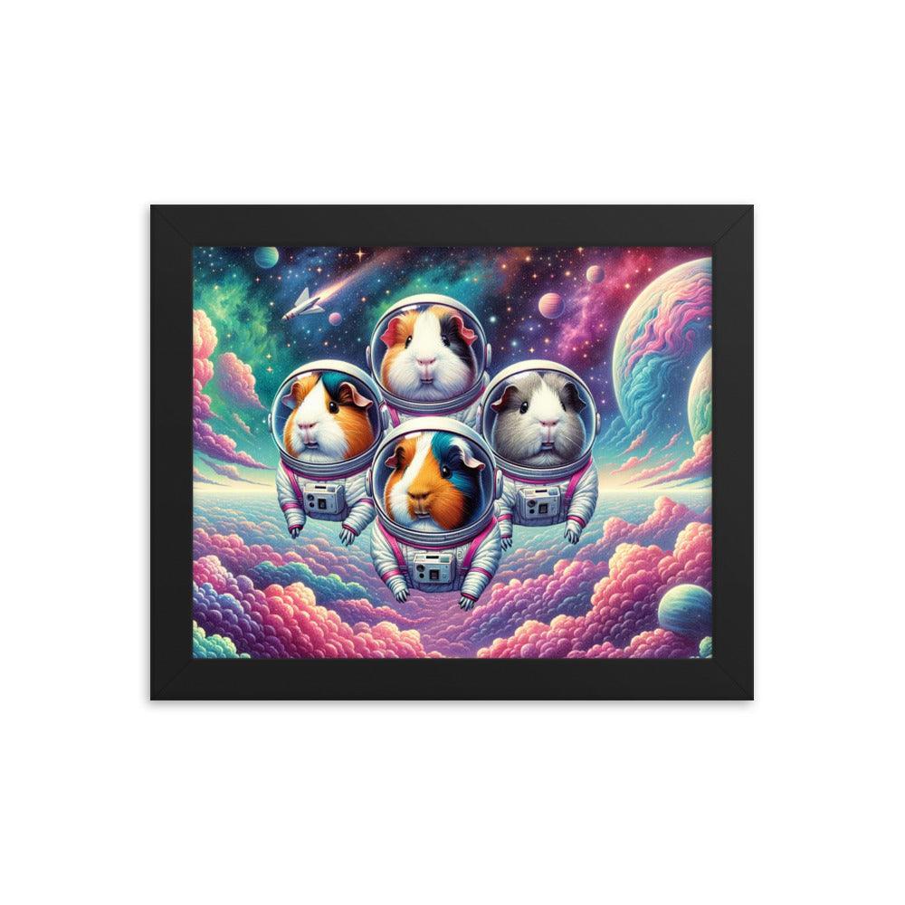 Guinea Pig Astronauts Cosmic Exploration Vibrant Framed Poster - Oh Posters