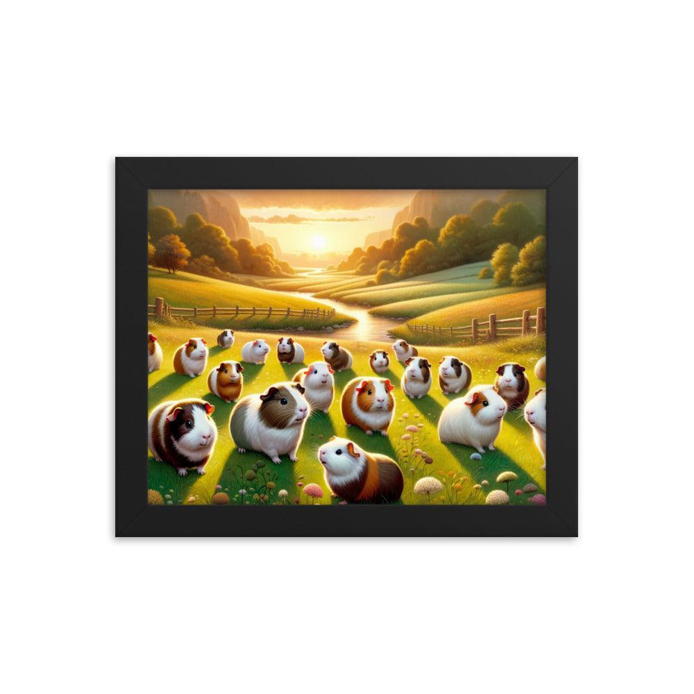 Guinea Pig Gathering Sunset Valley Digital Art Framed Poster - Oh Posters