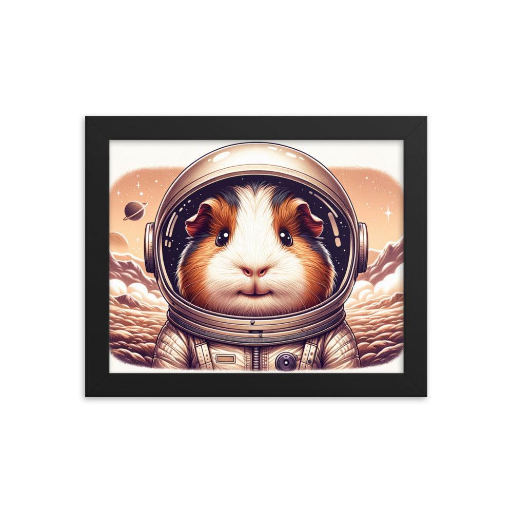 Cute Guinea Pig Astronaut Exploring Cosmic Adventures Illustration Framed Poster - Oh Posters