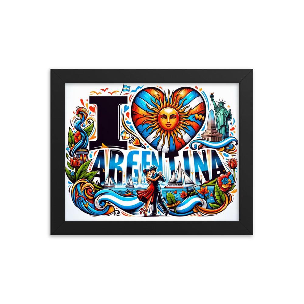 I Love Argentina Tango Dance and Landmarks Framed Poster - Oh Posters