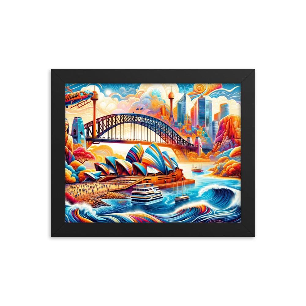 Sydney Harbour Surreal Scenery Vibrant Art Framed Poster - Oh Posters